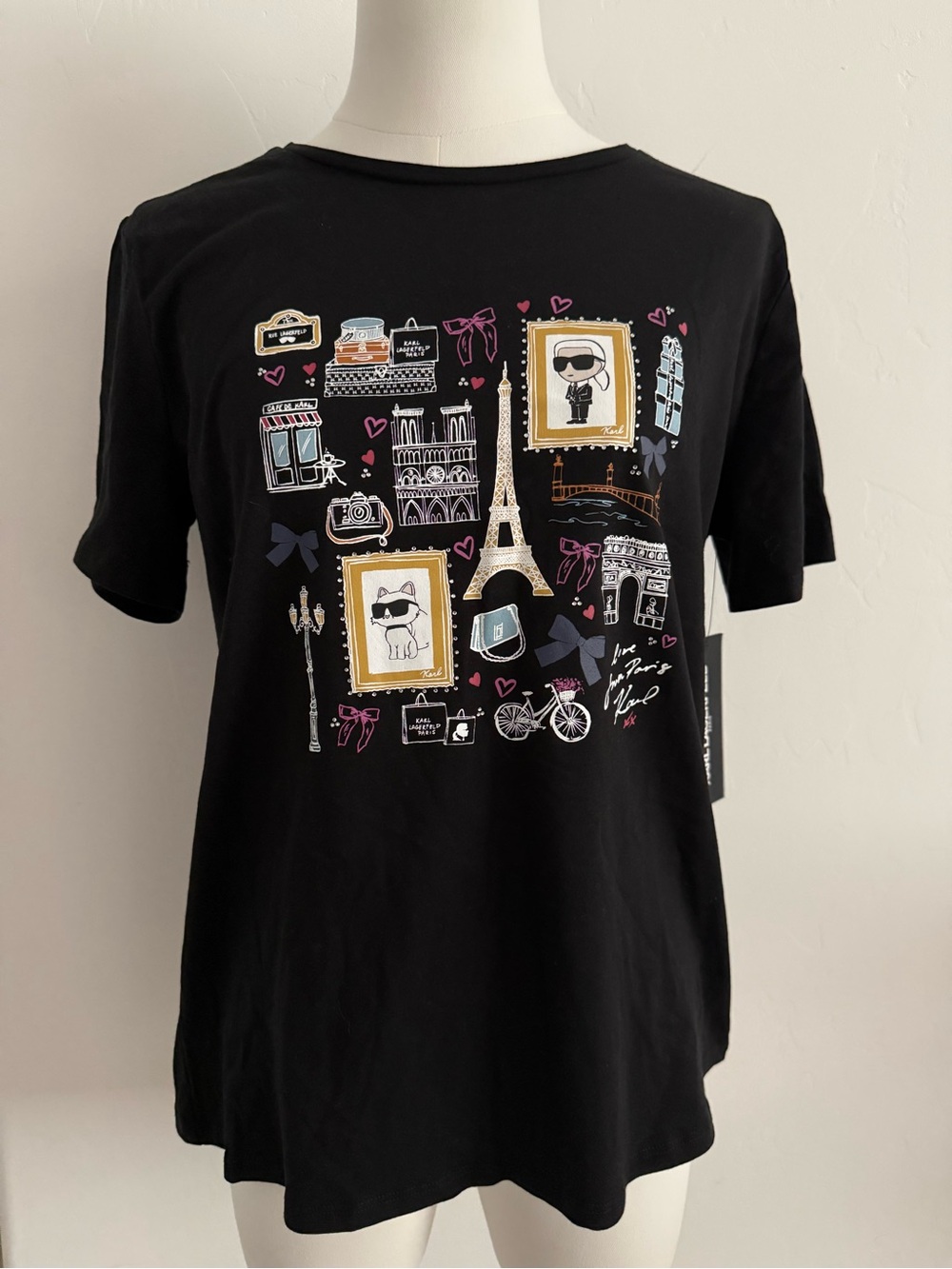 Karl Lagerfeld Black Paris Graphic Tee